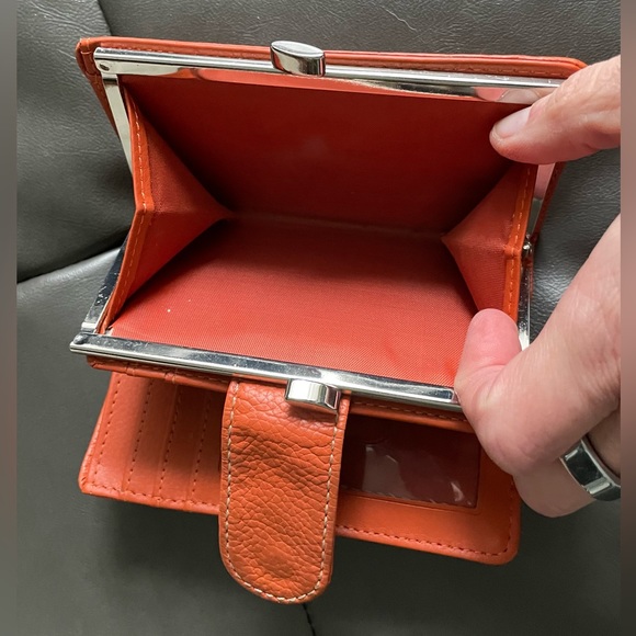 Leather Burnt Orange Bi-Fold Compact Wallet - Picture 4 of 9